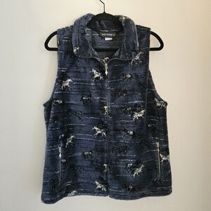 Black Diamond Vintage Fleece Horse Vest Zip Front Size XL